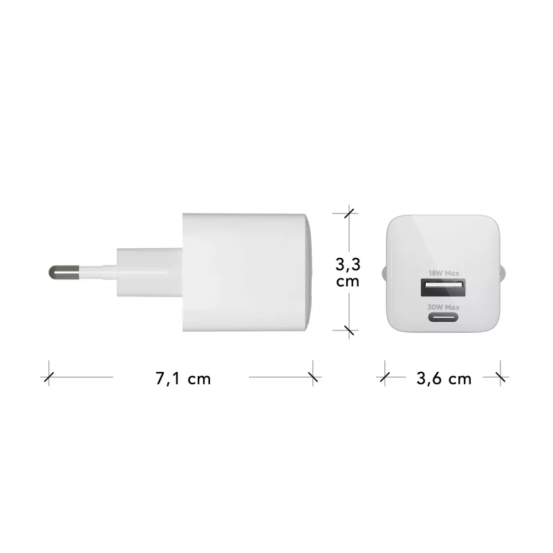 dbramante1928 re-charge Pro - EU-oplader USBC30W+USBA18W-W