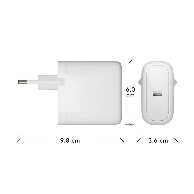 dbramante1928 re-charge Pro - EU-wandlader USB-C 65 W - wit, binnen, AC, wit