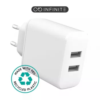 Indoor-oplader eSTUFF ES637005 smartphone wit 2 USB-aansluitingen 5V