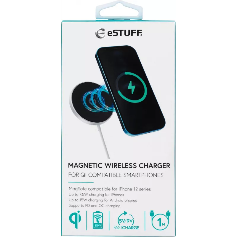 eSTUFF ES638100 mobiele oplader smartphone aluminium AC draadloos laden snellaadfunctie binnen