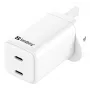 AC-lader SANDBERG Dual USB-C PD65W UK 441-62 — dual USB-C PD 65W, UK-stekker