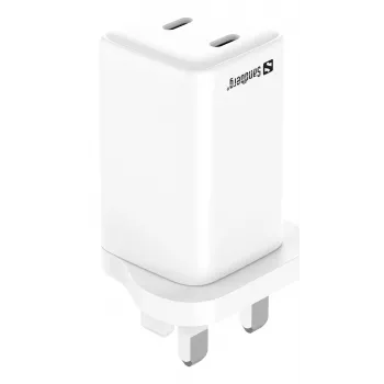 AC-lader SANDBERG Dual USB-C PD65W UK 441-62 — dual USB-C PD 65W, UK-stekker