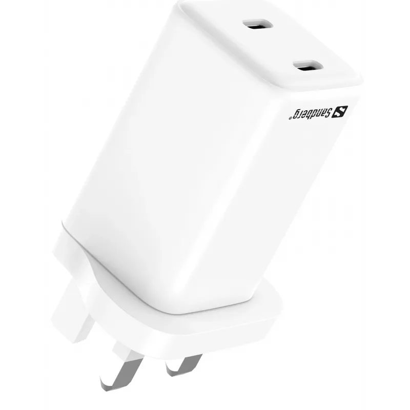 AC-lader SANDBERG Dual USB-C PD65W UK 441-62 — dual USB-C PD 65W, UK-stekker