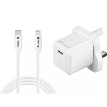 USB-C-lader SANDBERG 441-64 20W UK-stekker – snel laden met USB Power Delivery
