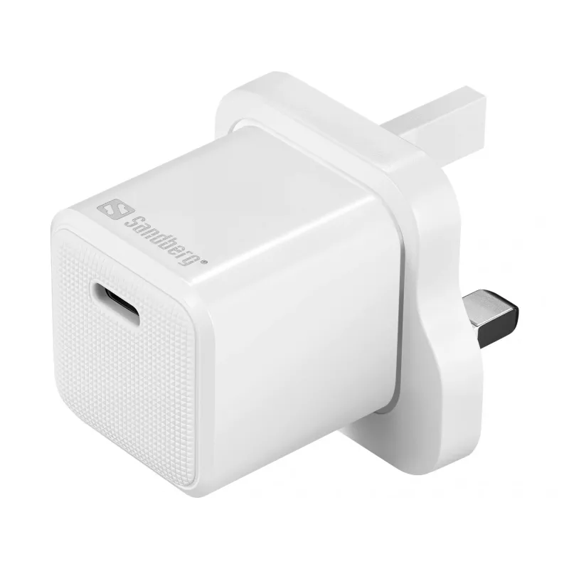 USB-C-lader SANDBERG 441-64 20W UK-stekker – snel laden met USB Power Delivery