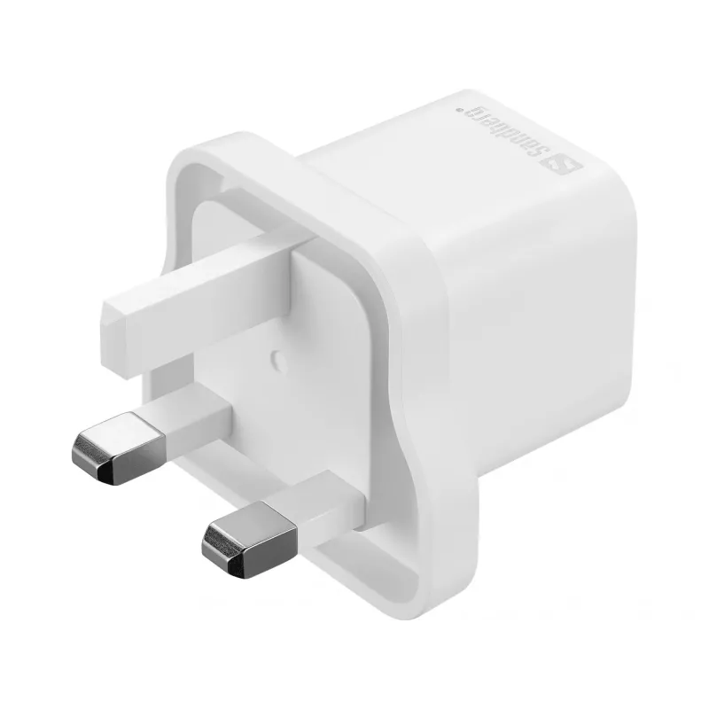 USB-C-lader SANDBERG 441-64 20W UK-stekker – snel laden met USB Power Delivery