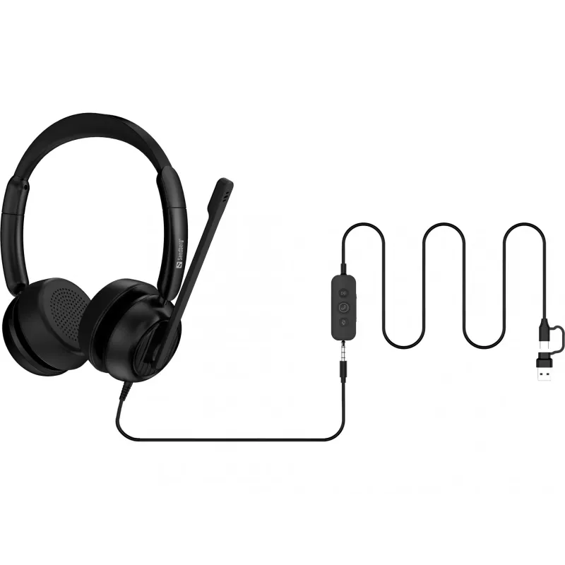 Bekabelde headset Sandberg 3in1 Office Headset Pro ENC 20-20000 Hz