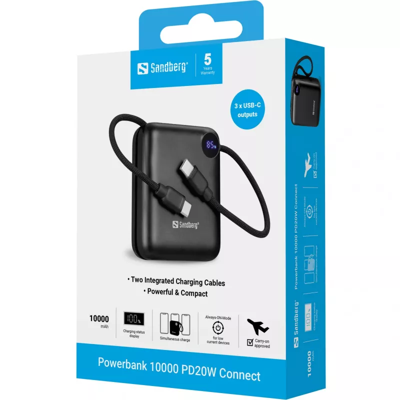 Draagbare oplader Sandberg Powerbank 10000 PD20W Connect, 10000 mAh