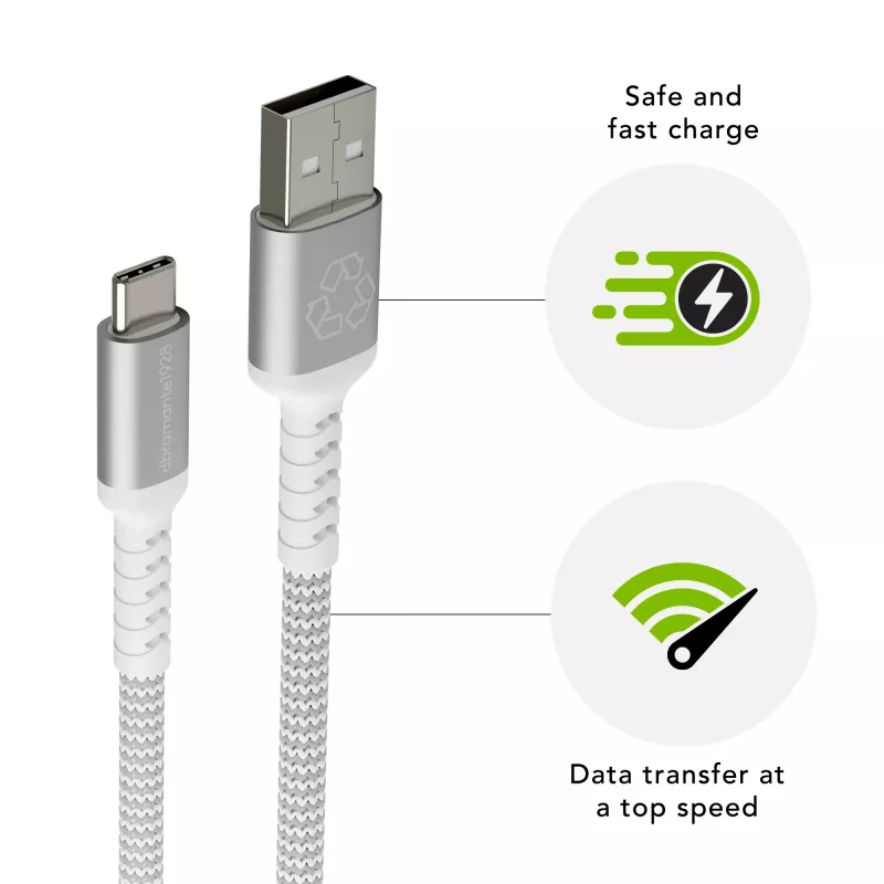dbramante1928 re-charge Pro - BRD kabel 1,2 m USB-A naar USB-C -W