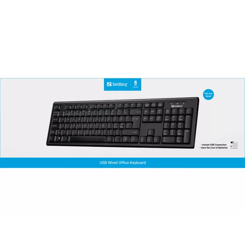 Sandberg USB Wired Office toetsenbord Nord