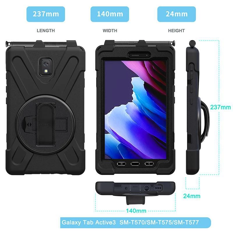 eSTUFF AUSTIN Defender Case voor Samsung Galaxy Tab Active3 - zwart