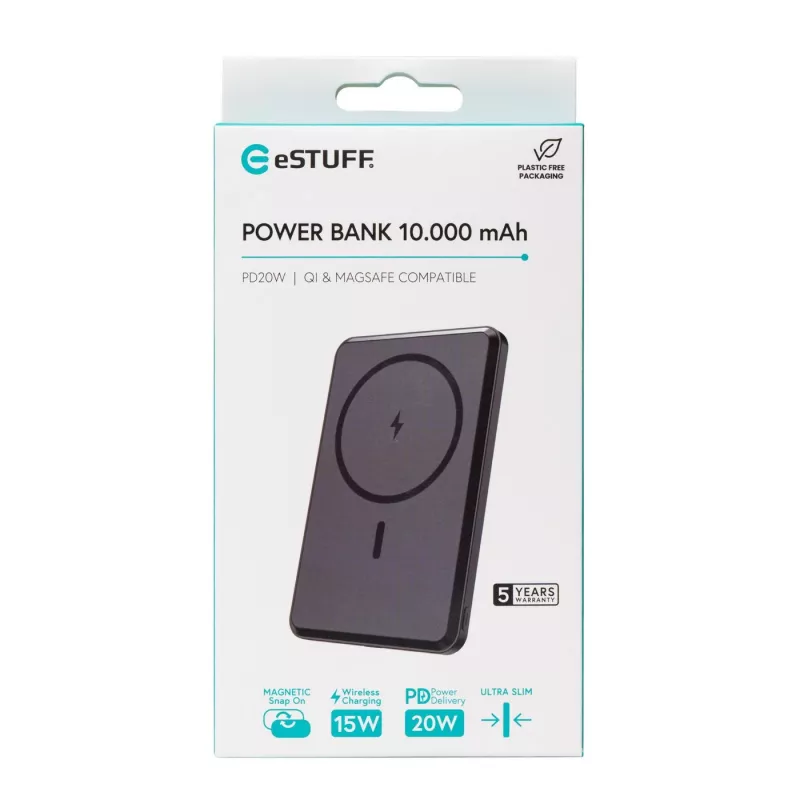 eSTUFF ES641101 powerbank 10000 mAh draadloos laden zwart
