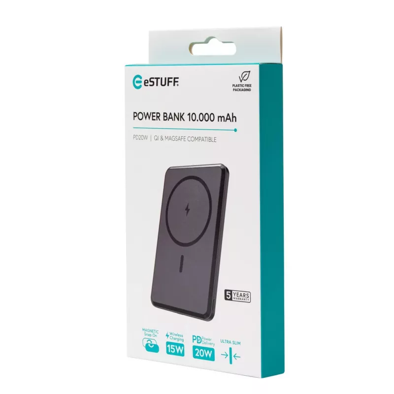 eSTUFF ES641101 powerbank 10000 mAh draadloos laden zwart
