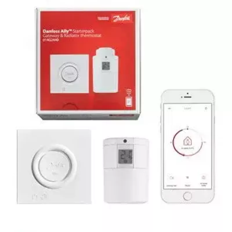 Danfoss Ally Starter Pack, gateway + radiatorthermostaat, wit (014G2440)