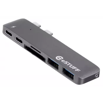 eSTUFF ES84122-Grijs Interface-hub USB 3.2 Gen 1 (3.1 Gen 1) Type-C 5000 Mbit/s