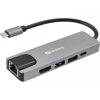 Sandberg USB-C 5in1 Travel Dock Saver Bekabeld USB 3.2 Gen 1 100W