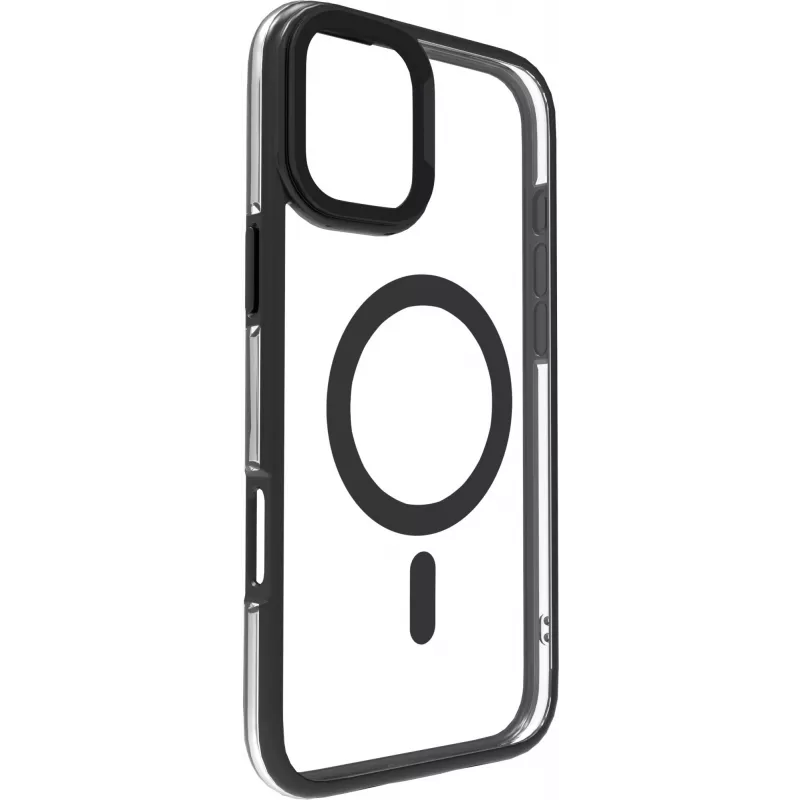 eSTUFF ES67141101 INFINITE HELSINKI magnetisch hoesje met standaard voor iPhone 16 Plus, transparant, zwart