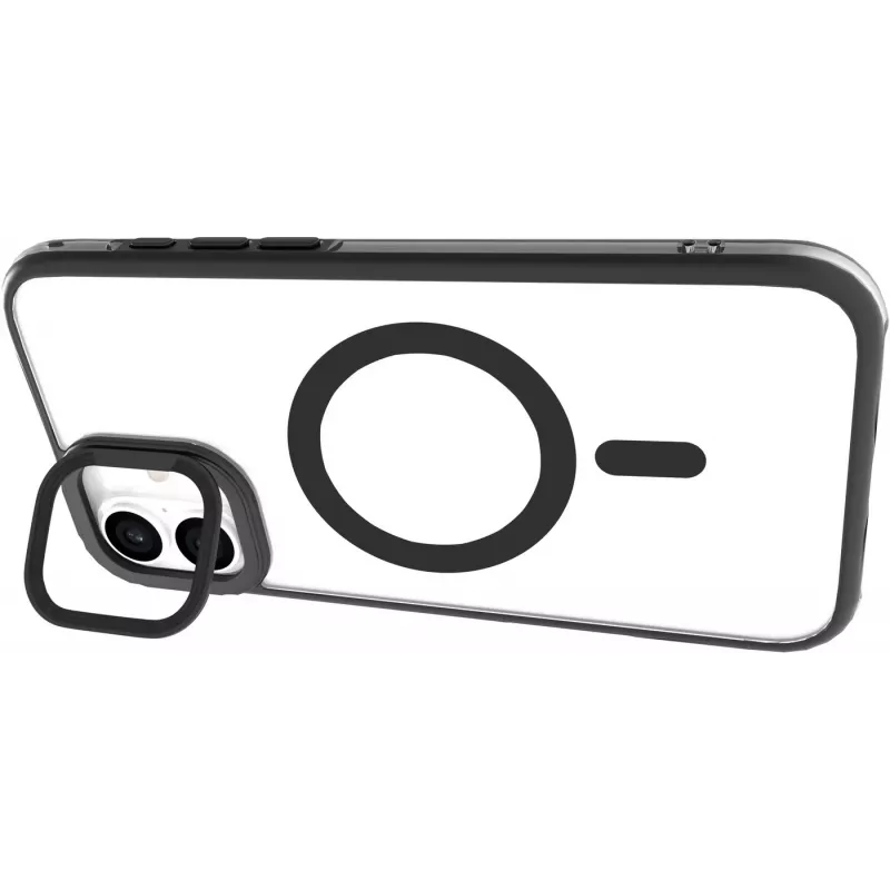eSTUFF ES67141101 INFINITE HELSINKI magnetisch hoesje met standaard voor iPhone 16 Plus, transparant, zwart