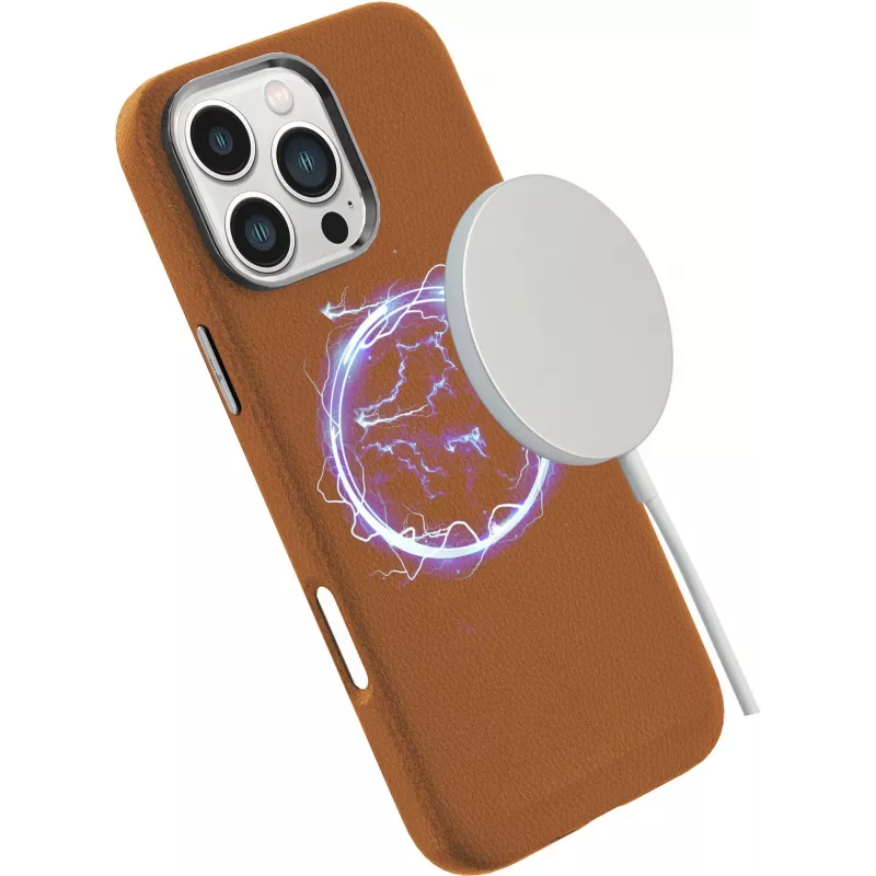 eSTUFF INFINITE VENICE magnetisch leren hoesje voor iPhone 16 Pro, bruin