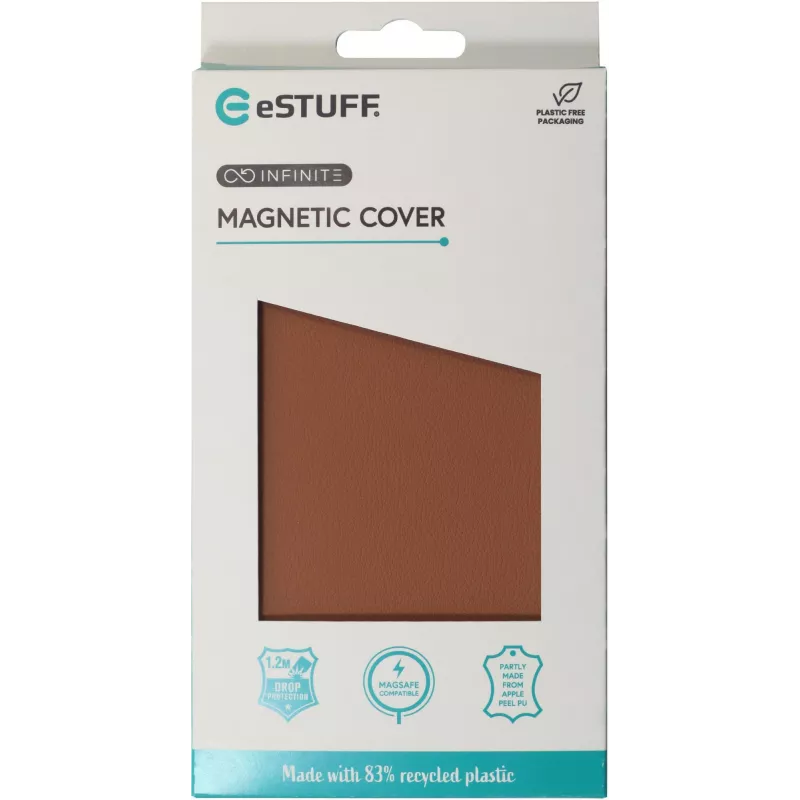 eSTUFF INFINITE VENICE magnetisch leren hoesje voor iPhone 16 Pro, bruin