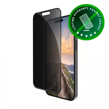 Eco-shield Privacy Displayschermfolie van gehard glas van d bramante, geschikt voor iPhone 16 Plus en iPhone 15 Plus met een 6