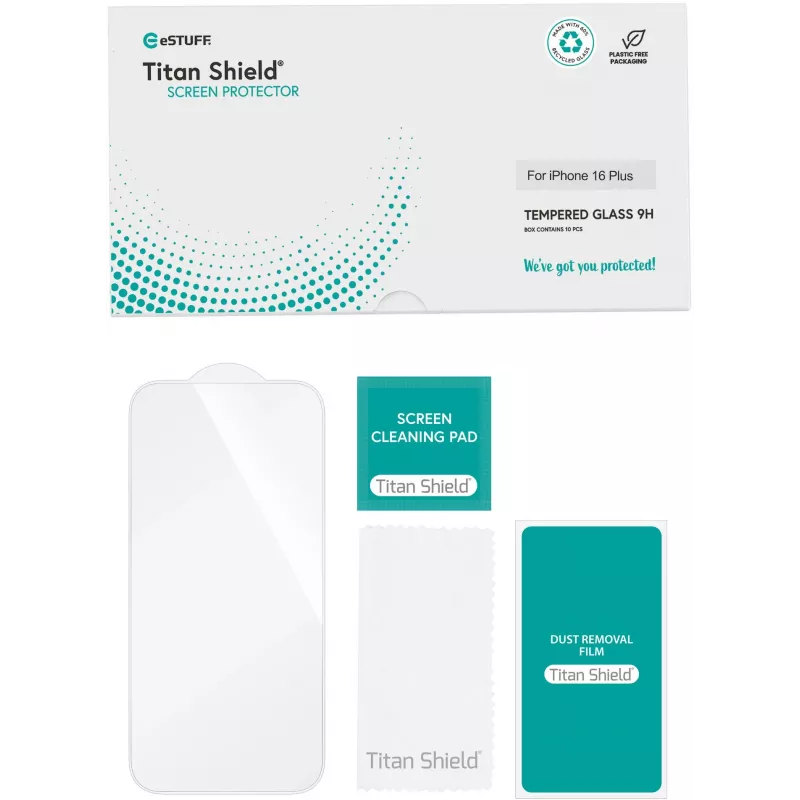 Transparante schermfolie eSTUFF ES501424-10BULK Apple iPhone 16 Plus krasbestendig breukvast