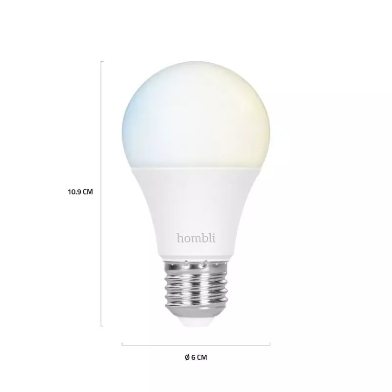 Hombli E27 slimme lamp, 9 W, CCT, 1+1 actiepakket (2 lampen)