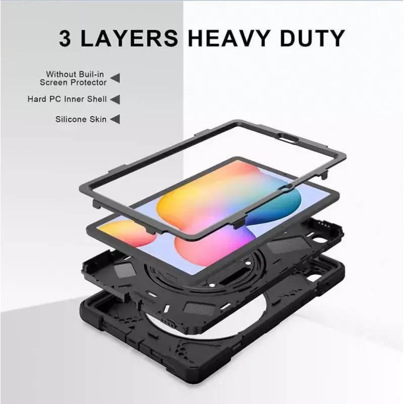 eSTUFF Defender Case ES681842-BULK achterkant voor Samsung Galaxy Tab S6 Lite 10,4 inch, zwart