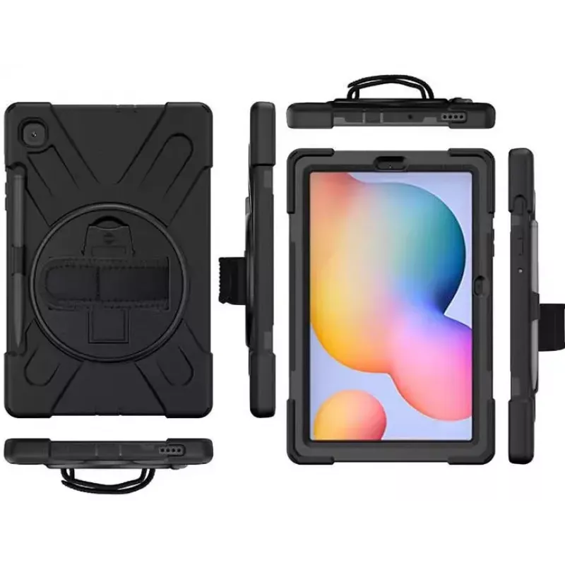 eSTUFF Defender Case ES681842-BULK achterkant voor Samsung Galaxy Tab S6 Lite 10,4 inch, zwart