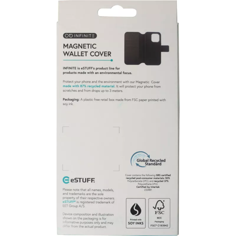 Wallet case eSTUFF iPhone 16 Pro 6,3 inch zwart 3 kaartvakken