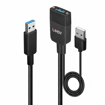 Lindy 35m hybride USB 3.2 Gen 2 Type-A-kabel zwart ABS