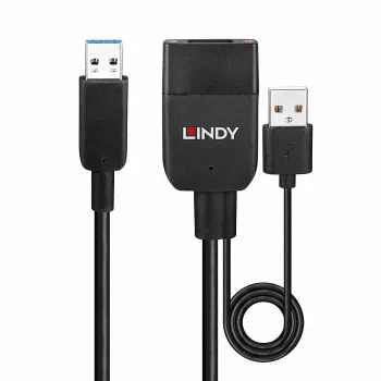 Lindy 35m hybride USB 3.2 Gen 2 Type-A-kabel zwart ABS