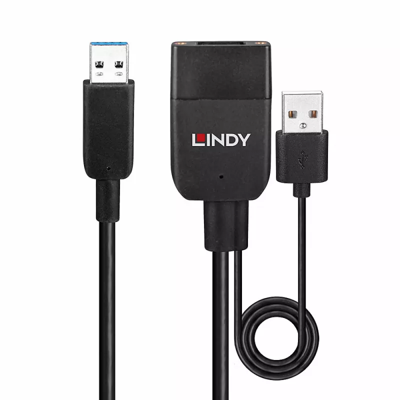 Lindy 35m hybride USB 3.2 Gen 2 Type-A-kabel zwart ABS