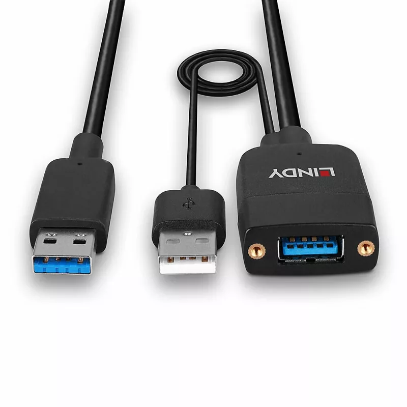 Lindy 35m hybride USB 3.2 Gen 2 Type-A-kabel zwart ABS