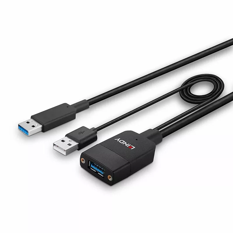 Lindy 35m hybride USB 3.2 Gen 2 Type-A-kabel zwart ABS