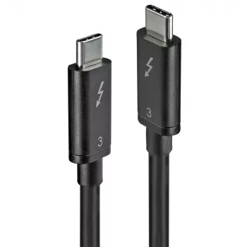 Lindy 0,5 m Thunderbolt 3-kabel, passief, 0,5 m, USB-C, USB-C, USB 3.2 Gen 1 (3.1 Gen 1), stekker/stekker, zwart