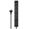Microconnect MC-GRU0603DKB verlengsnoer 3 m 6 AC-stopcontacten binnen zwart