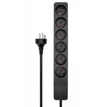 Microconnect MC-GRU0603DKB verlengsnoer 3 m 6 AC-stopcontacten binnen zwart