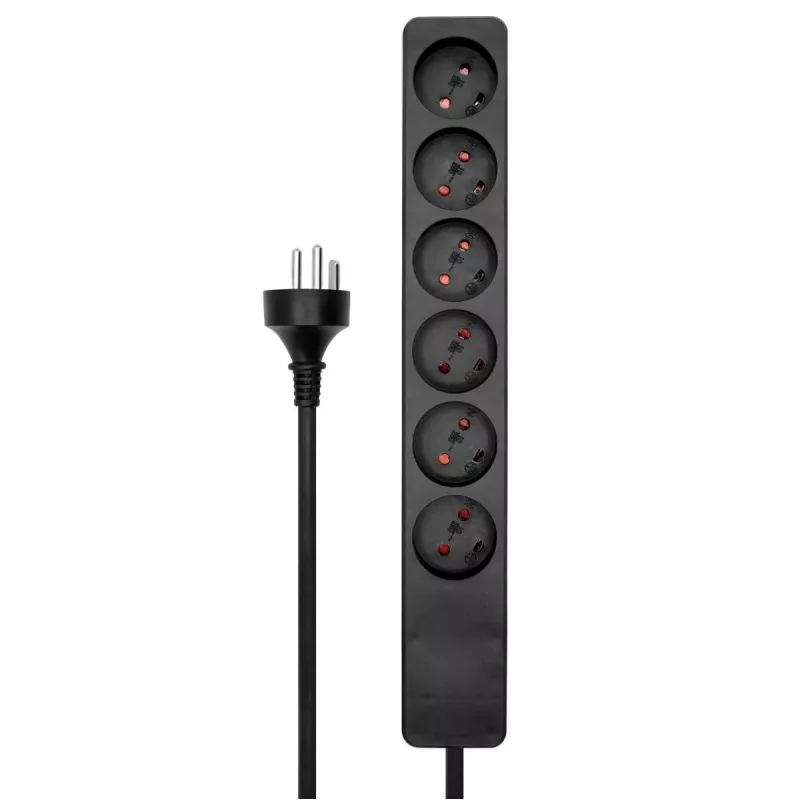 Microconnect MC-GRU0603DKB verlengsnoer 3 m 6 AC-stopcontacten binnen zwart