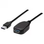 Manhattan USB-A naar USB-A verlengkabel, 5 m, stekker naar bus, actief, 5 Gbit/s (USB 3.2 Gen1, ook bekend als USB 3.0), ingebouwde repeater, SuperSpeed USB, zwart, drie jaar garantie, komt overeen met USB2AAEXT5M.