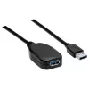 Manhattan USB-A naar USB-A verlengkabel, 5 m, stekker naar bus, actief, 5 Gbit/s (USB 3.2 Gen1, ook bekend als USB 3.0), ingebouwde repeater, SuperSpeed USB, zwart, drie jaar garantie, komt overeen met USB2AAEXT5M.