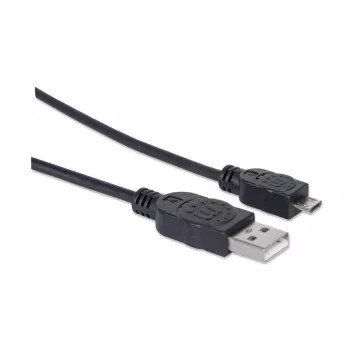 Manhattan USB-A naar Micro-USB kabel, 1,8 m, stekker naar stekker, zwart, 480 Mbit/s (USB 2.0), Hi-Speed USB, levenslange garantie, komt overeen met UUSBHAUB6.