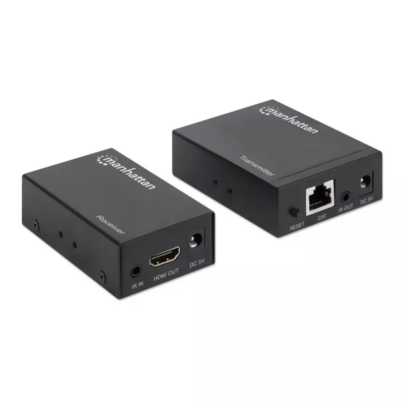Manhattan HDMI 1080p over Ethernet extender kit, tot 50 m met één Cat6-kabel, Tx- & Rx-modules, IR-ondersteuning, drie jaar garantie