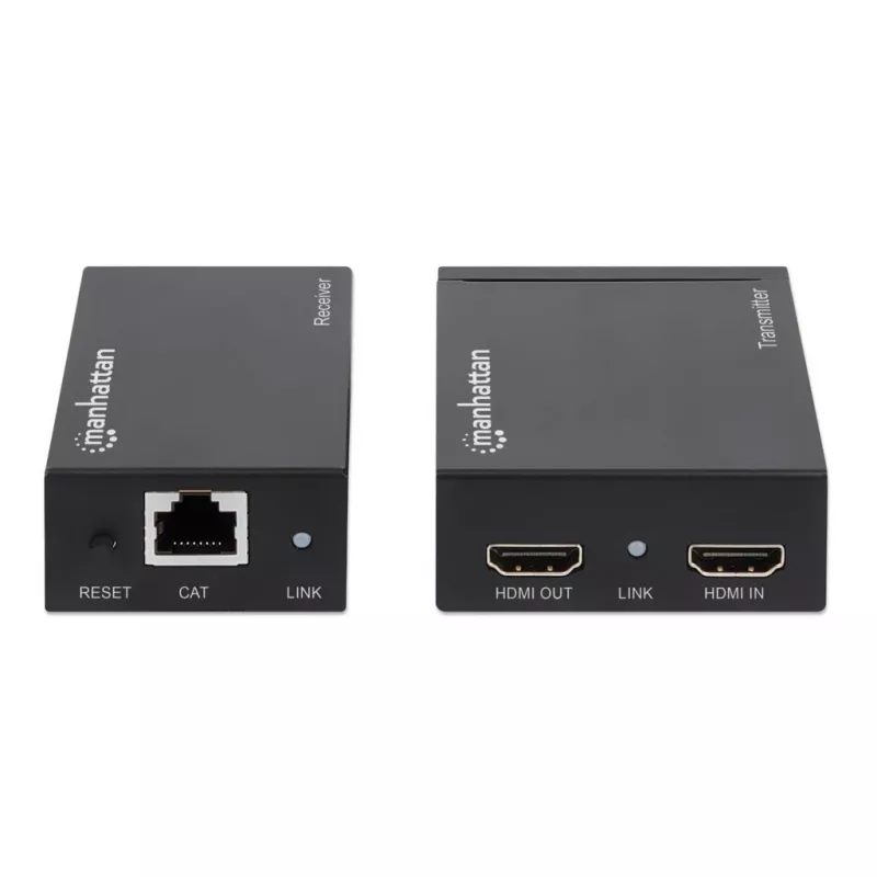 Manhattan HDMI 1080p over Ethernet extender kit, tot 50 m met één Cat6-kabel, Tx- & Rx-modules, IR-ondersteuning, drie jaar garantie
