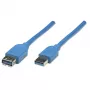 USB-A naar USB-A verlengkabel Manhattan 2 m stekker naar bus blauw