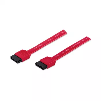 Manhattan SATA-datakabel, 7-pins, 50 cm, stekker naar stekker, 6 Gbps, rood, levenslange garantie