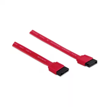 Manhattan SATA-datakabel, 7-pins, 50 cm, stekker naar stekker, 6 Gbps, rood, levenslange garantie