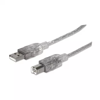 USB-A naar USB-B kabel Manhattan 345408 5 m stekker naar stekker zilver