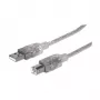 USB-A naar USB-B kabel Manhattan 345408 5 m stekker naar stekker zilver