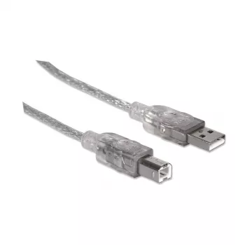 USB-A naar USB-B kabel Manhattan 345408 5 m stekker naar stekker zilver